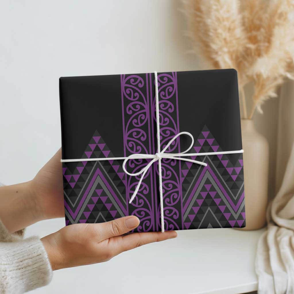 Purple Aotearoa Mangopare Kowhaiwhai and Niho Taniwha Wrapping Paper Maori New Zealand - Aussie Hoodie