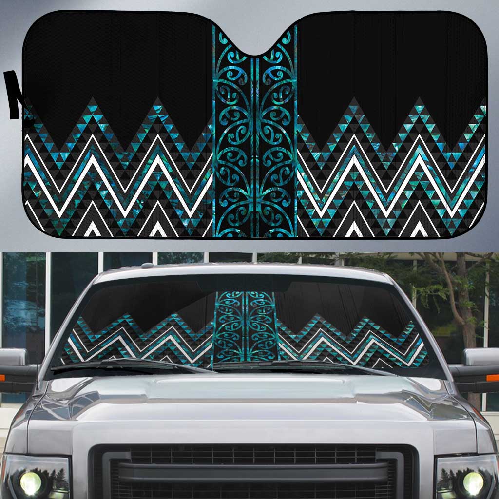 Paua Shell Aotearoa Mangopare Kowhaiwhai Niho Taniwha Auto Sun Shade Maori New Zealand - Aussie Hoodie