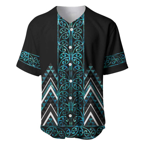 Paua Shell Aotearoa Mangopare Kowhaiwhai and Niho Taniwha Baseball Jersey Maori New Zealand