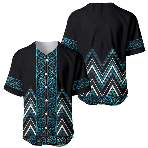 Paua Shell Aotearoa Mangopare Kowhaiwhai and Niho Taniwha Baseball Jersey Maori New Zealand