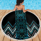 Paua Shell Aotearoa Mangopare Kowhaiwhai and Niho Taniwha Beach Blanket Maori New Zealand