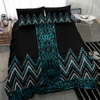 Paua Shell Aotearoa Mangopare Kowhaiwhai and Niho Taniwha Bedding Set Maori New Zealand