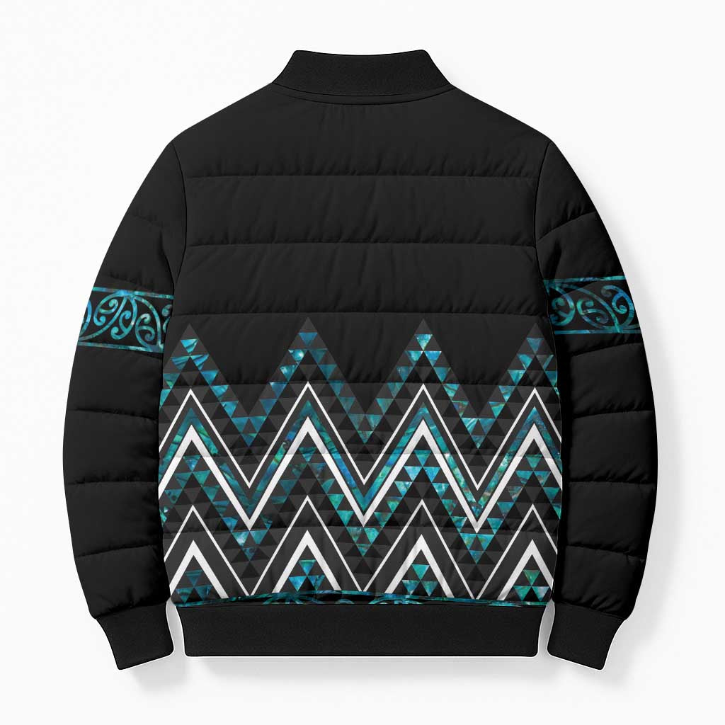 Paua Shell Aotearoa Mangopare Kowhaiwhai Niho Taniwha Bomber Puffer Jacket Maori New Zealand - Aussie Hoodie