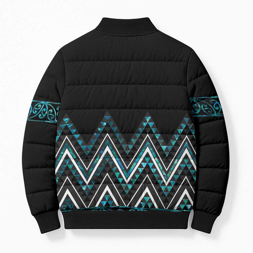 Paua Shell Aotearoa Mangopare Kowhaiwhai Niho Taniwha Bomber Puffer Jacket Maori New Zealand - Aussie Hoodie