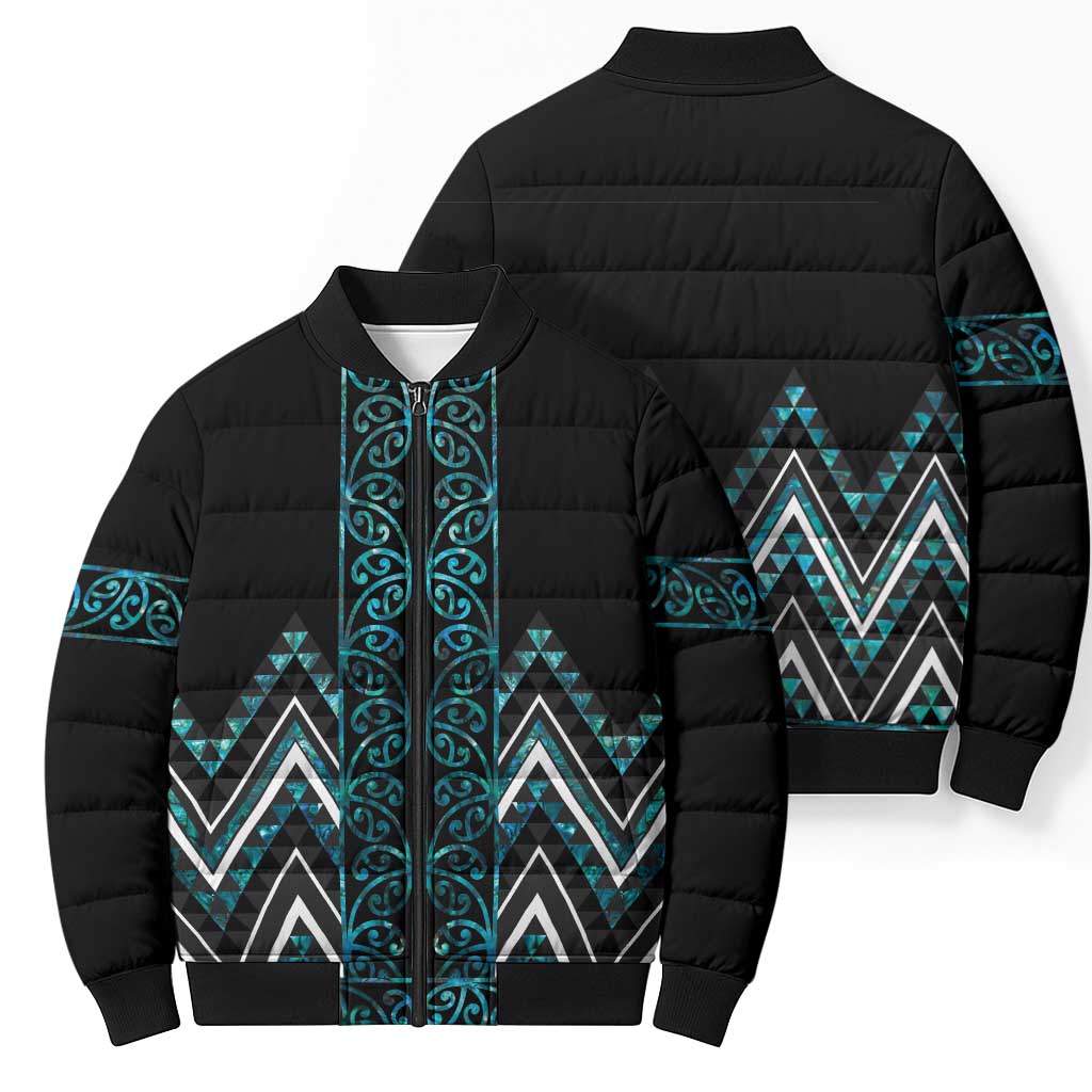 Paua Shell Aotearoa Mangopare Kowhaiwhai Niho Taniwha Bomber Puffer Jacket Maori New Zealand - Aussie Hoodie
