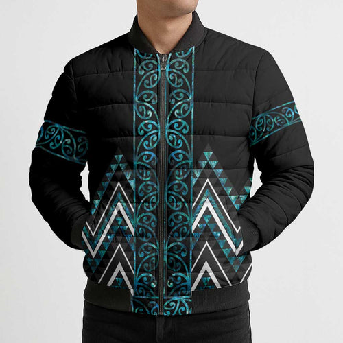 Paua Shell Aotearoa Mangopare Kowhaiwhai Niho Taniwha Bomber Puffer Jacket Maori New Zealand - Aussie Hoodie