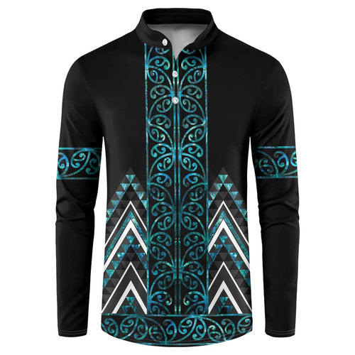 Paua Shell Aotearoa Mangopare Kowhaiwhai and Niho Taniwha Button Sweatshirt Maori New Zealand