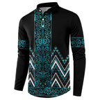 Paua Shell Aotearoa Mangopare Kowhaiwhai and Niho Taniwha Button Sweatshirt Maori New Zealand