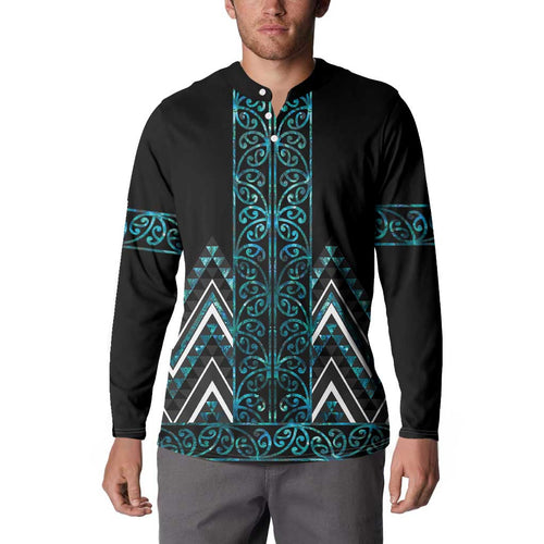 Paua Shell Aotearoa Mangopare Kowhaiwhai and Niho Taniwha Button Sweatshirt Maori New Zealand