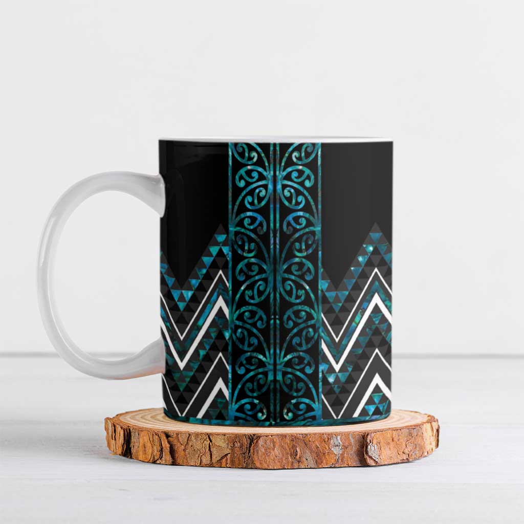 Paua Shell Aotearoa Mangopare Kowhaiwhai Niho Taniwha Ceramic Mug Maori New Zealand - Aussie Hoodie