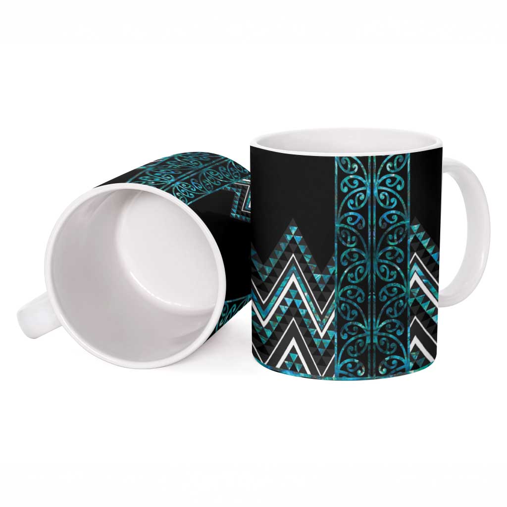 Paua Shell Aotearoa Mangopare Kowhaiwhai Niho Taniwha Ceramic Mug Maori New Zealand - Aussie Hoodie