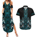 Paua Shell Aotearoa Mangopare Kowhaiwhai and Niho Taniwha Couples Matching Summer Maxi Dress and Hawaiian Shirt Maori New Zealand