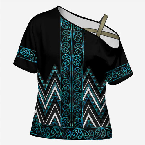 Paua Shell Aotearoa Mangopare Kowhaiwhai Niho Taniwha Cross Shoulder Shirt Maori New Zealand - Aussie Hoodie