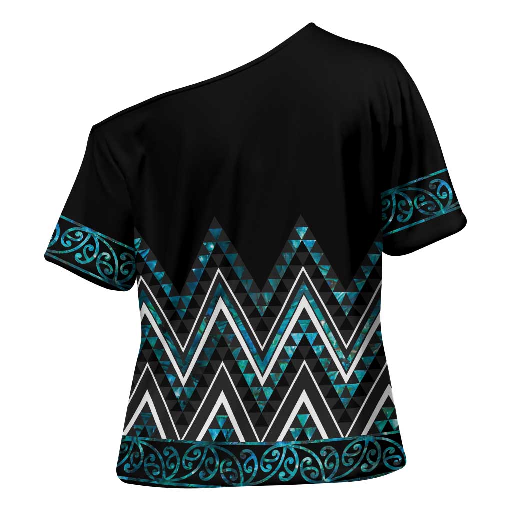 Paua Shell Aotearoa Mangopare Kowhaiwhai Niho Taniwha Cross Shoulder Shirt Maori New Zealand - Aussie Hoodie