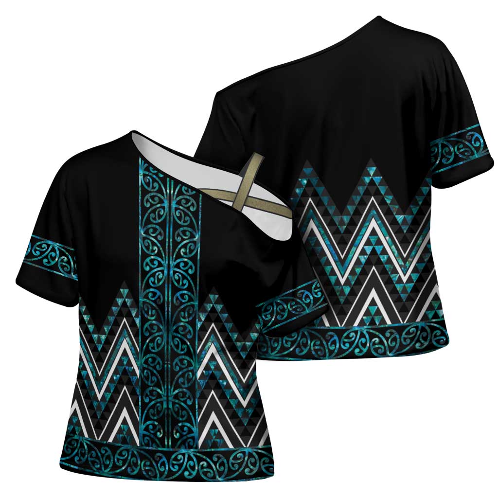 Paua Shell Aotearoa Mangopare Kowhaiwhai Niho Taniwha Cross Shoulder Shirt Maori New Zealand - Aussie Hoodie