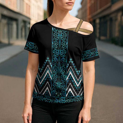 Paua Shell Aotearoa Mangopare Kowhaiwhai Niho Taniwha Cross Shoulder Shirt Maori New Zealand - Aussie Hoodie