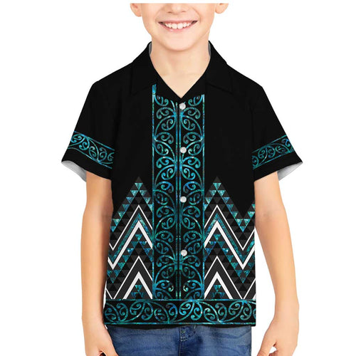 Paua Shell Aotearoa Mangopare Kowhaiwhai and Niho Taniwha Family Matching Mermaid Dress and Hawaiian Shirt Maori New Zealand