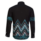 Paua Shell Aotearoa Mangopare Kowhaiwhai and Niho Taniwha Family Matching Off The Shoulder Long Sleeve Dress and Hawaiian Shirt Maori New Zealand