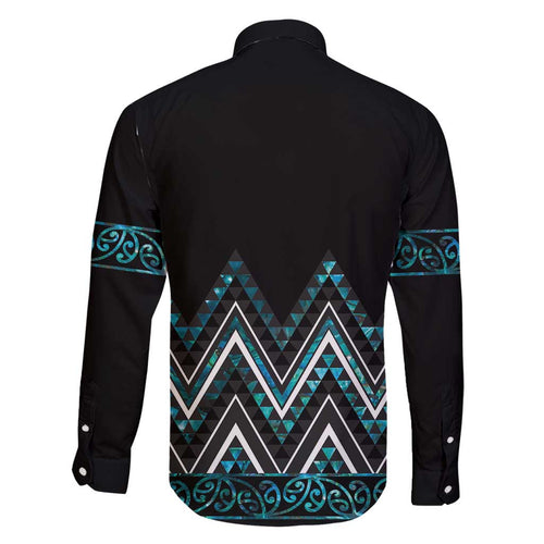 Paua Shell Aotearoa Mangopare Kowhaiwhai and Niho Taniwha Family Matching Off Shoulder Maxi Dress and Hawaiian Shirt Maori New Zealand