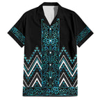 Paua Shell Aotearoa Mangopare Kowhaiwhai and Niho Taniwha Family Matching Off Shoulder Short Dress and Hawaiian Shirt Maori New Zealand