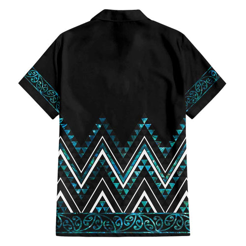 Paua Shell Aotearoa Mangopare Kowhaiwhai and Niho Taniwha Family Matching Puletasi and Hawaiian Shirt Maori New Zealand