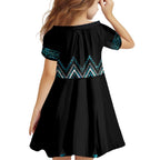 Paua Shell Aotearoa Mangopare Kowhaiwhai and Niho Taniwha Family Matching Short Sleeve Bodycon Dress and Hawaiian Shirt Maori New Zealand