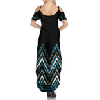 Paua Shell Aotearoa Mangopare Kowhaiwhai and Niho Taniwha Family Matching Summer Maxi Dress and Hawaiian Shirt Maori New Zealand