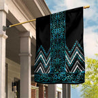 Paua Shell Aotearoa Mangopare Kowhaiwhai and Niho Taniwha Garden Flag Maori New Zealand