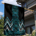 Paua Shell Aotearoa Mangopare Kowhaiwhai and Niho Taniwha Garden Flag Maori New Zealand