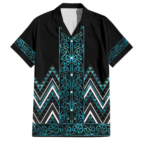 Paua Shell Aotearoa Mangopare Kowhaiwhai and Niho Taniwha Hawaiian Shirt Maori New Zealand