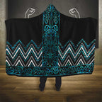 Paua Shell Aotearoa Mangopare Kowhaiwhai and Niho Taniwha Hooded Blanket Maori New Zealand