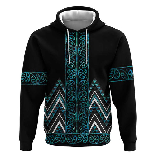 Paua Shell Aotearoa Mangopare Kowhaiwhai and Niho Taniwha Hoodie Maori New Zealand