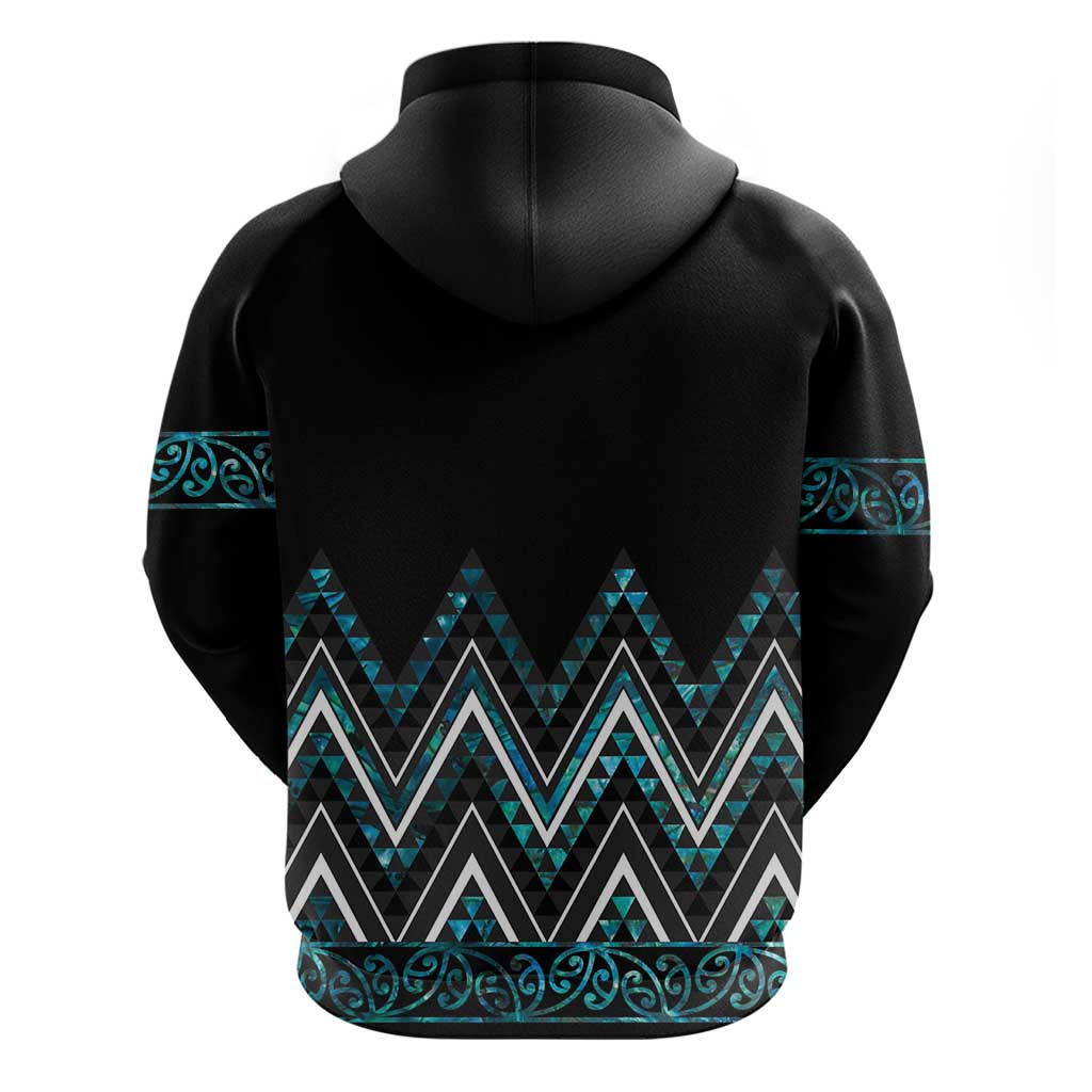 Paua Shell Aotearoa Mangopare Kowhaiwhai and Niho Taniwha Hoodie Maori New Zealand