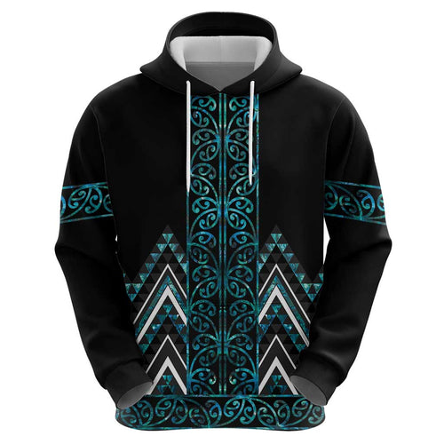 Paua Shell Aotearoa Mangopare Kowhaiwhai and Niho Taniwha Hoodie Maori New Zealand