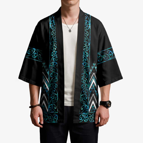 Paua Shell Aotearoa Mangopare Kowhaiwhai Niho Taniwha Kimono Maori New Zealand - Aussie Hoodie