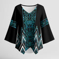 Paua Shell Aotearoa Mangopare Kowhaiwhai Niho Taniwha Kimono Sleeve Blouse Maori New Zealand - Aussie Hoodie