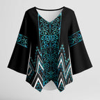 Paua Shell Aotearoa Mangopare Kowhaiwhai Niho Taniwha Kimono Sleeve Blouse Maori New Zealand - Aussie Hoodie