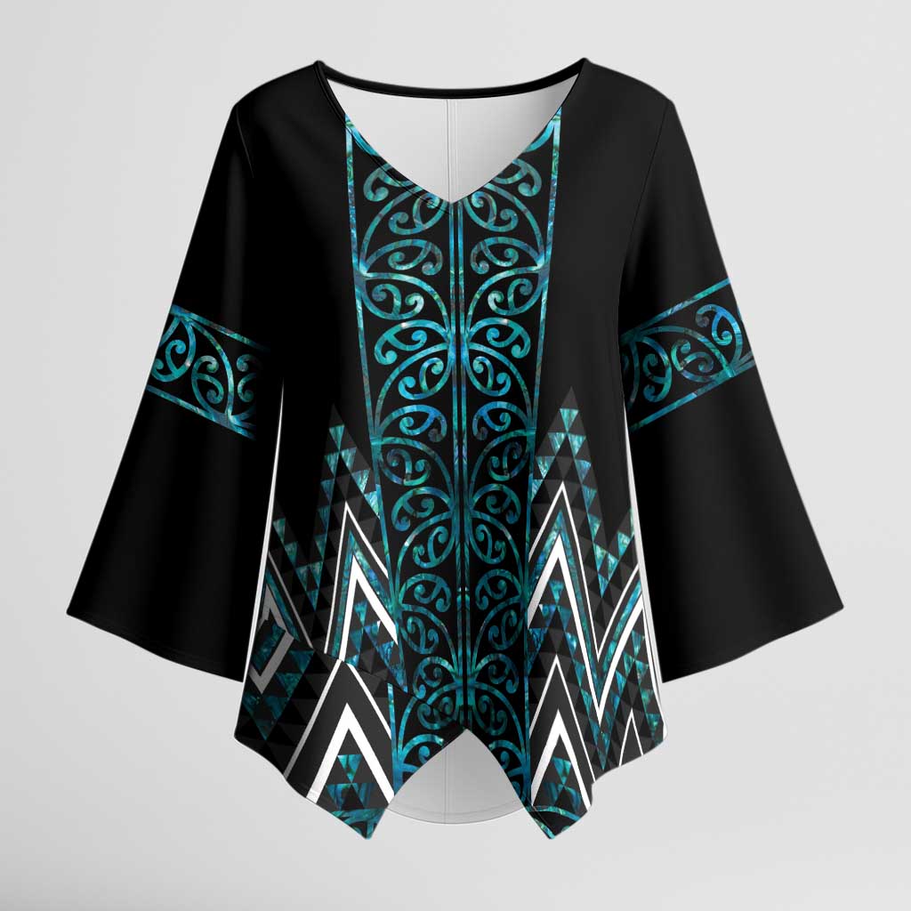 Paua Shell Aotearoa Mangopare Kowhaiwhai Niho Taniwha Kimono Sleeve Blouse Maori New Zealand - Aussie Hoodie