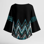 Paua Shell Aotearoa Mangopare Kowhaiwhai Niho Taniwha Kimono Sleeve Blouse Maori New Zealand - Aussie Hoodie