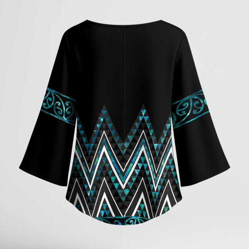 Paua Shell Aotearoa Mangopare Kowhaiwhai Niho Taniwha Kimono Sleeve Blouse Maori New Zealand - Aussie Hoodie