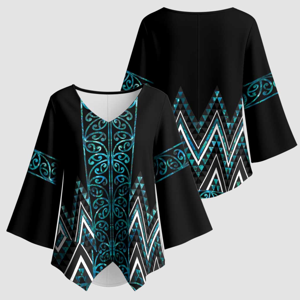 Paua Shell Aotearoa Mangopare Kowhaiwhai Niho Taniwha Kimono Sleeve Blouse Maori New Zealand - Aussie Hoodie