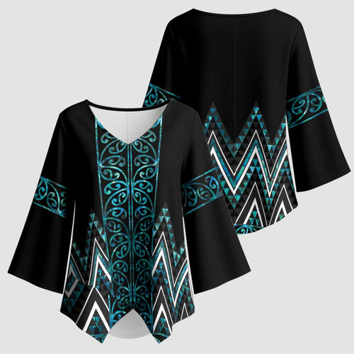 Paua Shell Aotearoa Mangopare Kowhaiwhai Niho Taniwha Kimono Sleeve Blouse Maori New Zealand - Aussie Hoodie