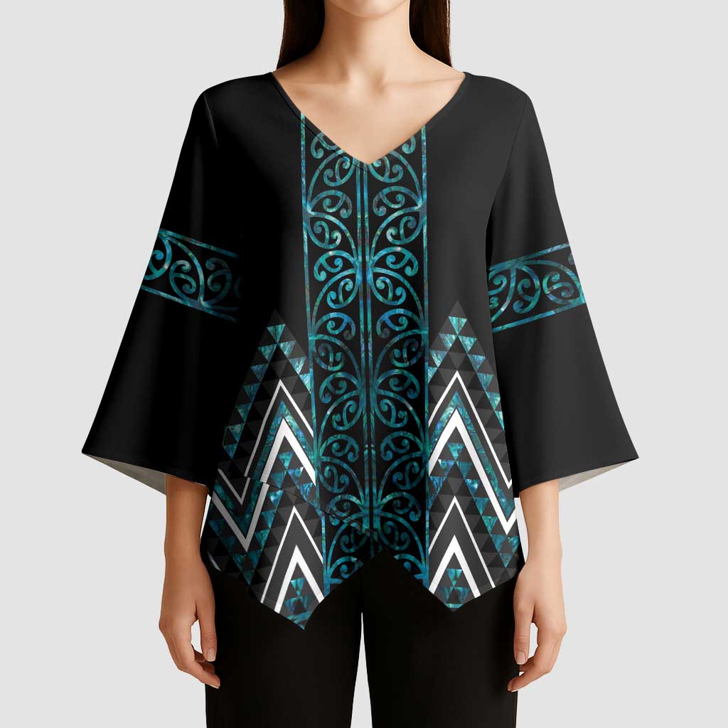 Paua Shell Aotearoa Mangopare Kowhaiwhai Niho Taniwha Kimono Sleeve Blouse Maori New Zealand - Aussie Hoodie