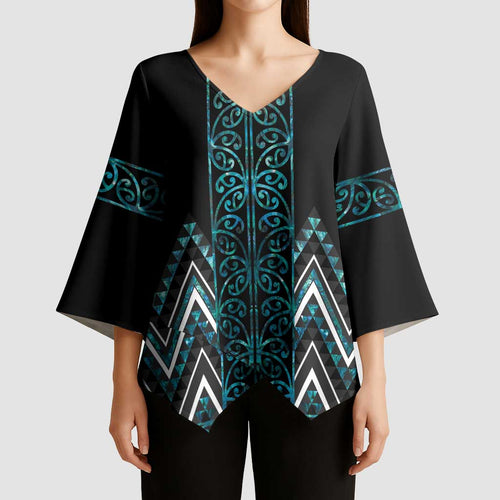 Paua Shell Aotearoa Mangopare Kowhaiwhai Niho Taniwha Kimono Sleeve Blouse Maori New Zealand - Aussie Hoodie