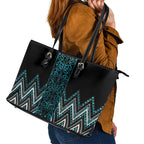 Paua Shell Aotearoa Mangopare Kowhaiwhai and Niho Taniwha Leather Tote Bag Maori New Zealand