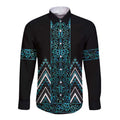 Paua Shell Aotearoa Mangopare Kowhaiwhai and Niho Taniwha Long Sleeve Button Shirt Maori New Zealand