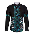 Paua Shell Aotearoa Mangopare Kowhaiwhai and Niho Taniwha Long Sleeve Button Shirt Maori New Zealand