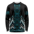 Paua Shell Aotearoa Mangopare Kowhaiwhai and Niho Taniwha Long Sleeve Shirt Maori New Zealand