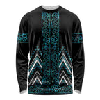 Paua Shell Aotearoa Mangopare Kowhaiwhai and Niho Taniwha Long Sleeve Shirt Maori New Zealand