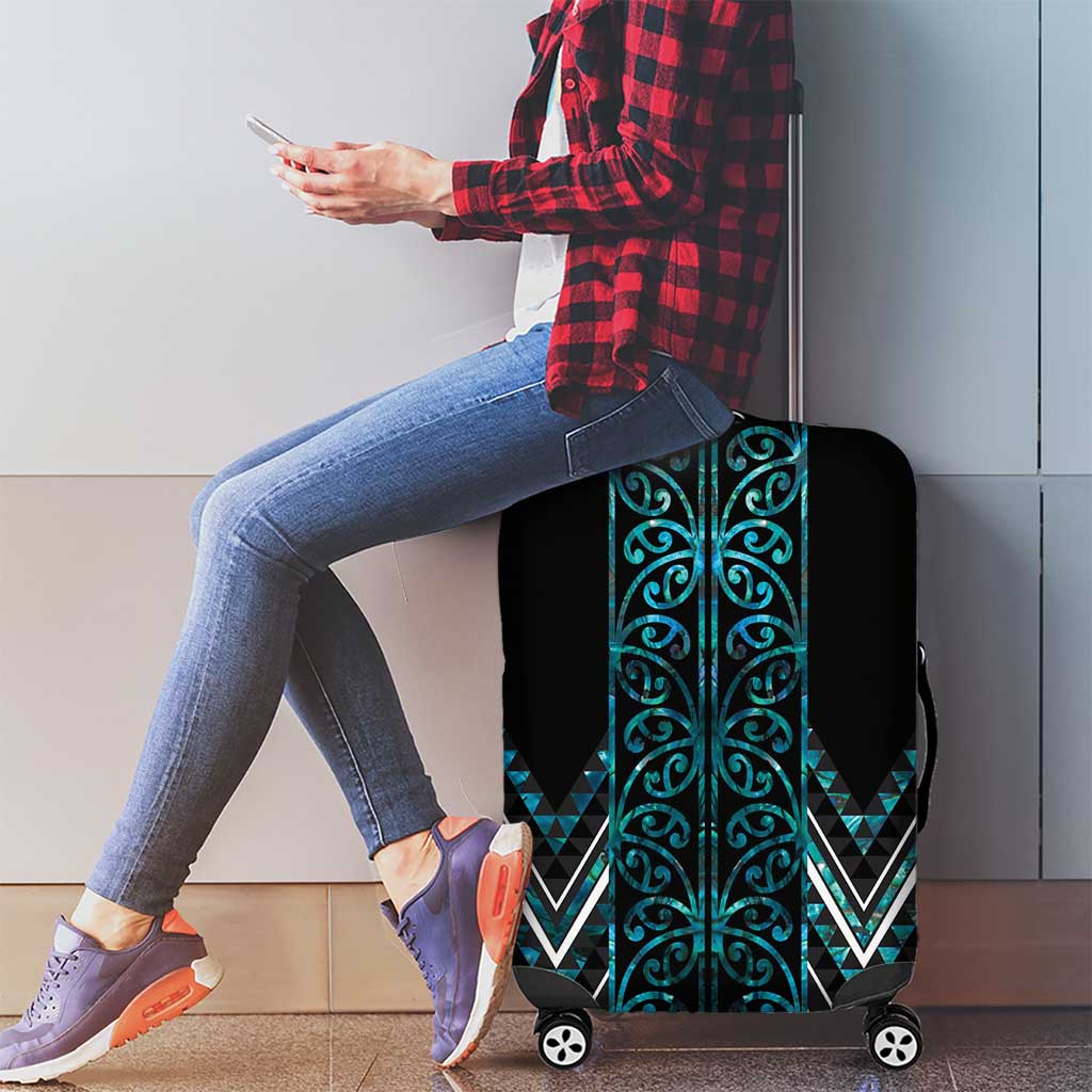 Paua Shell Aotearoa Mangopare Kowhaiwhai and Niho Taniwha Luggage Cover Maori New Zealand